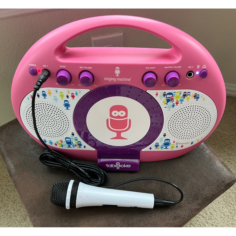Singing‎ Machine ISM398PP Kids Portable Bluetooth Karaoke Player Pink Tabioke